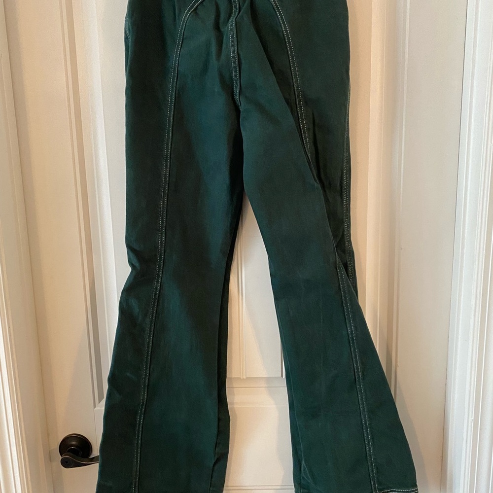 Free People High Rise Foxy Flare Green Denim Pant - Picture 4 of 6